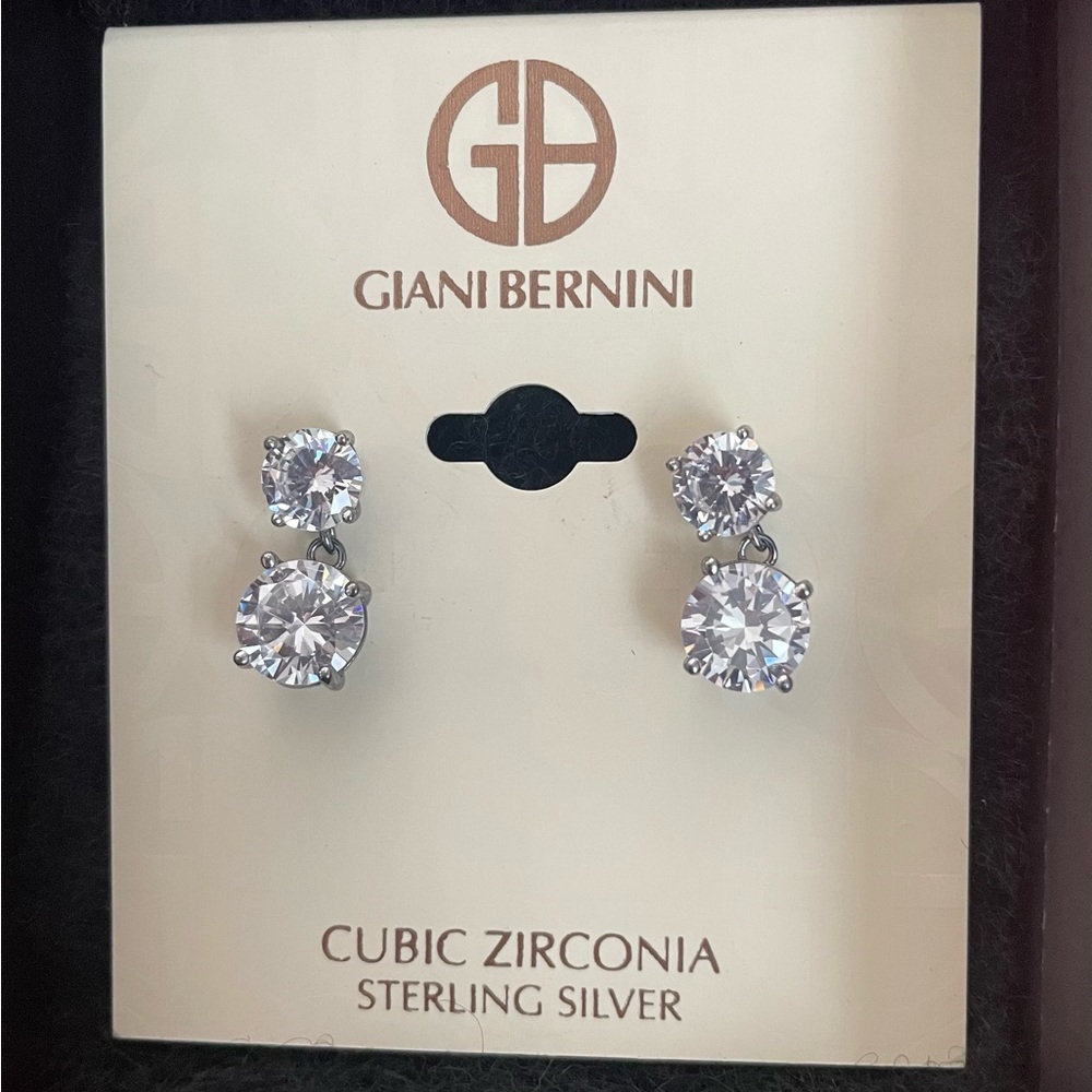 Giani Bernini Silver Drop Earrings with Cubic Zirconia